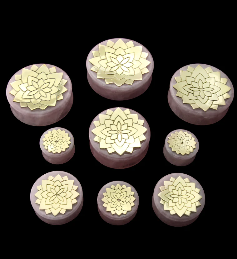 Mandala X Rose Quartz Stone Plugs - Mrs Treak