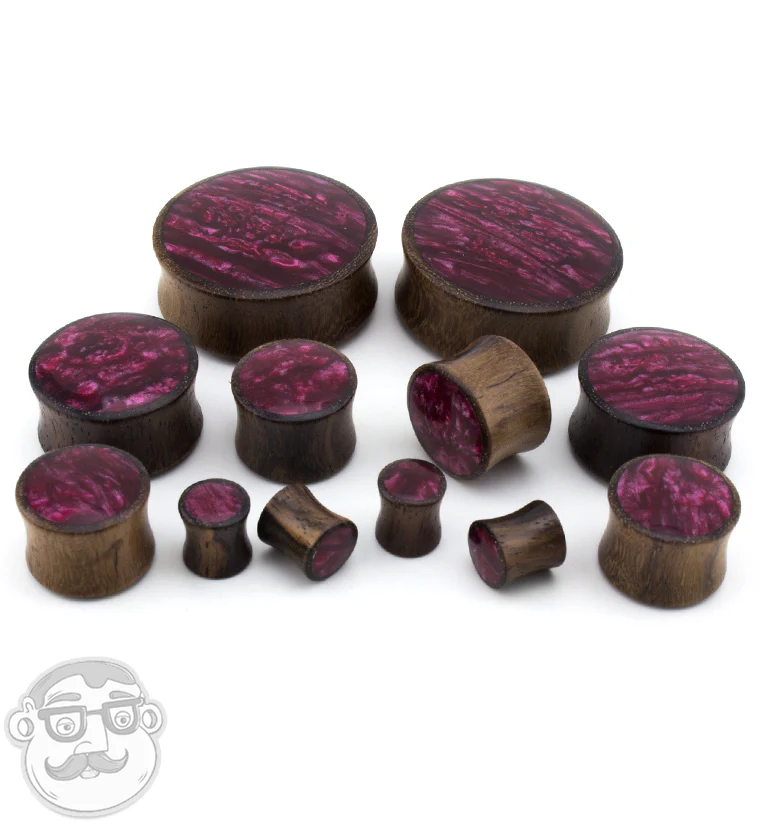 Sono Wood Plugs With Magenta Resin Inlay - Mrs Treak
