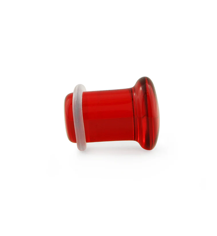 Red Glass Plugs - Single Flare - Mrs Treak