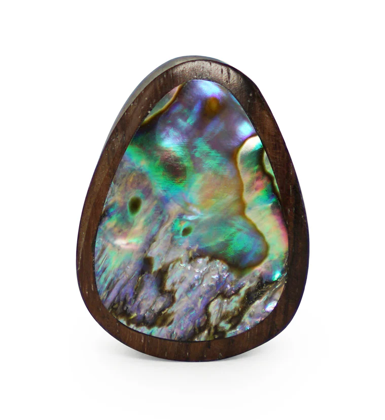 Sono Wood Teardrop Plugs With Abalone Shell Inlay - Mrs Treak
