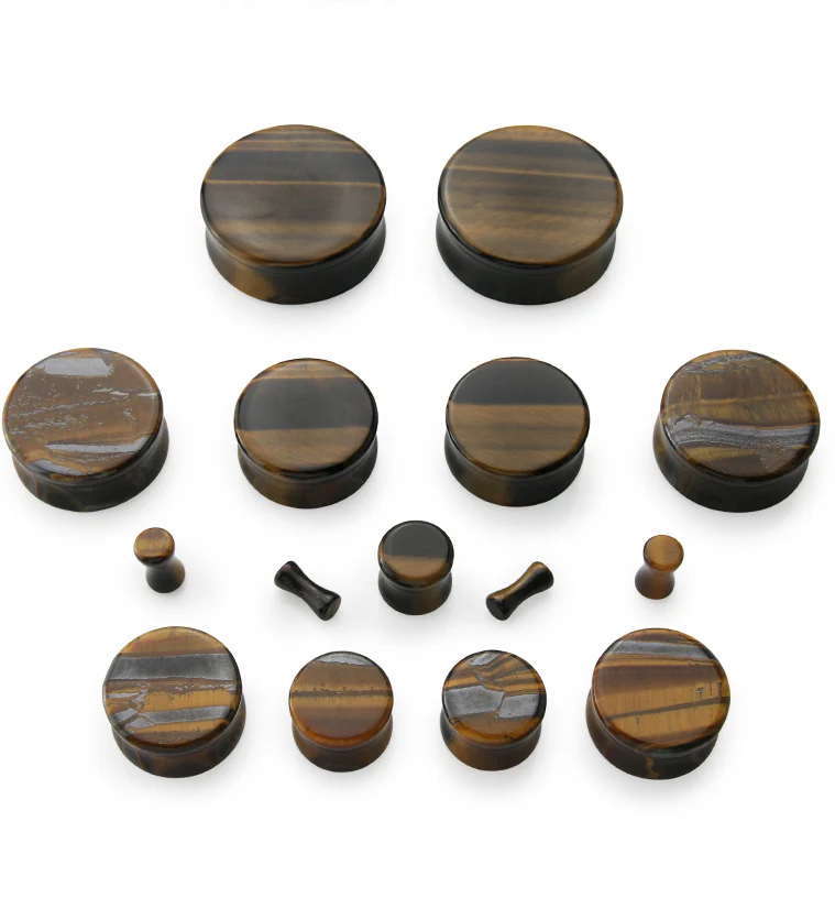 Tiger Eye Double Flare Plugs - Mrs Treak