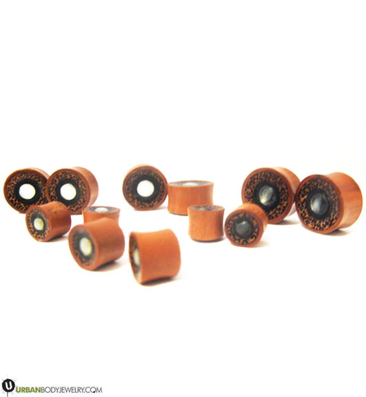 Saba Two Tone Wood Inlay & Shell Plugs - Mrs Treak