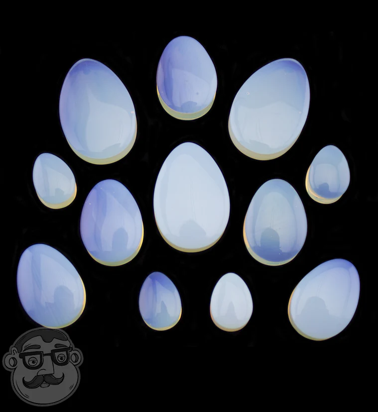 Precious Opalite Glass Teardrop Plugs - Mrs Treak