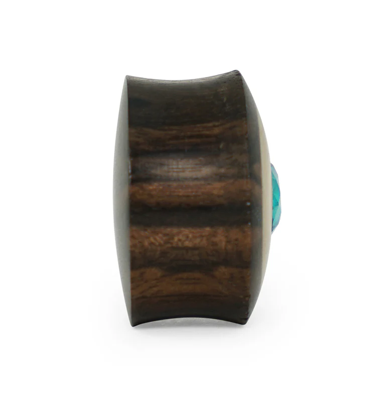 Sono - Crocodile Wood Plugs With Aqua CZ Gem Inlay - Mrs Treak