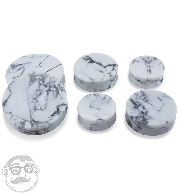 White Howlite Stone Plugs - Mrs Treak