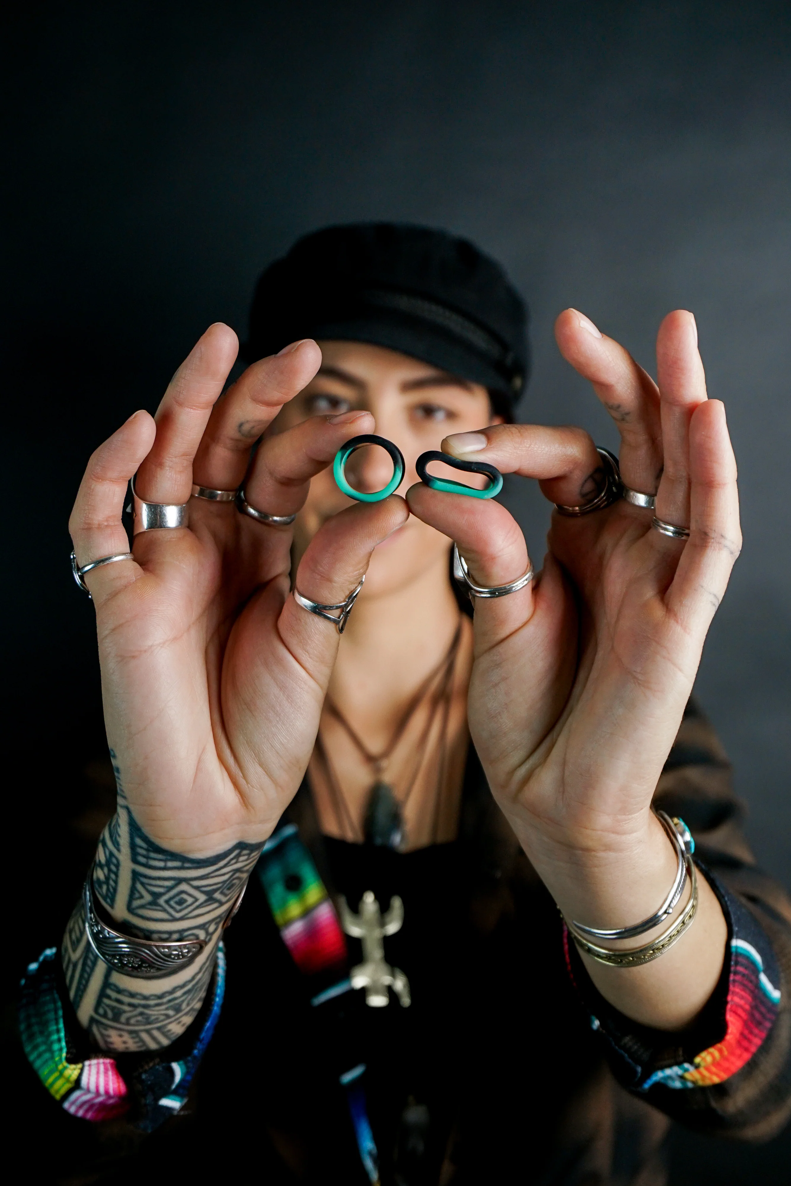 Emerald And Black Double Flare Silicone Tunnel Plugs - Mrs Treak