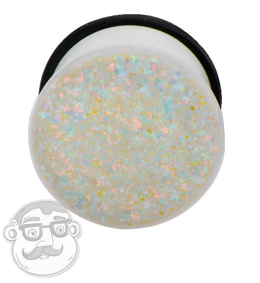 White Opalescent Glitter Plugs - Mrs Treak