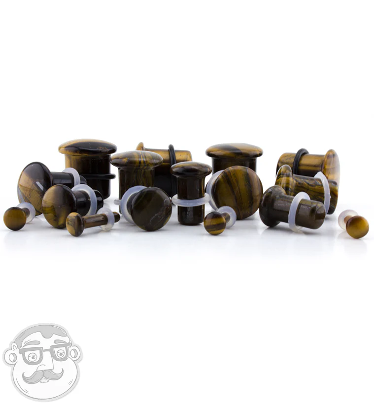 Tiger Eye Stone Plugs - Single Flare - Mrs Treak