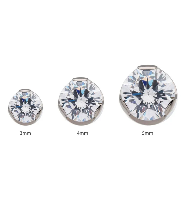 Clear Dome CZ Titanium Threadless Top - Mrs Treak