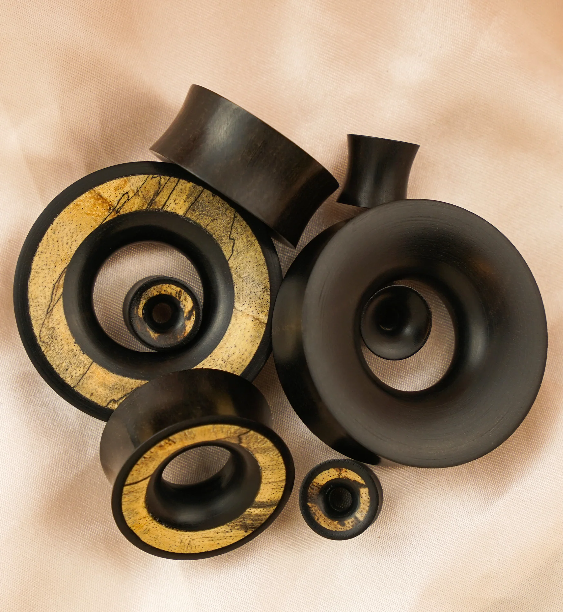 Areng Wood Tunnel Plugs With Tamarind Wood Inlay - Mrs Treak