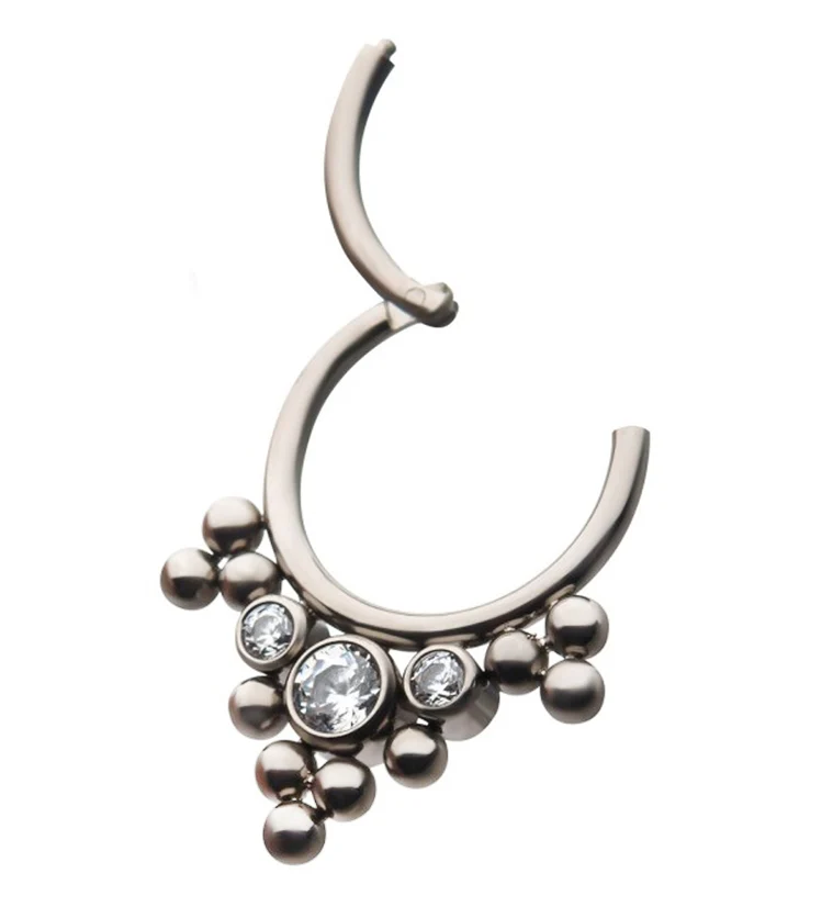 Titanium Hinged Beaded Cluster Segment Ring - Mrs Treak