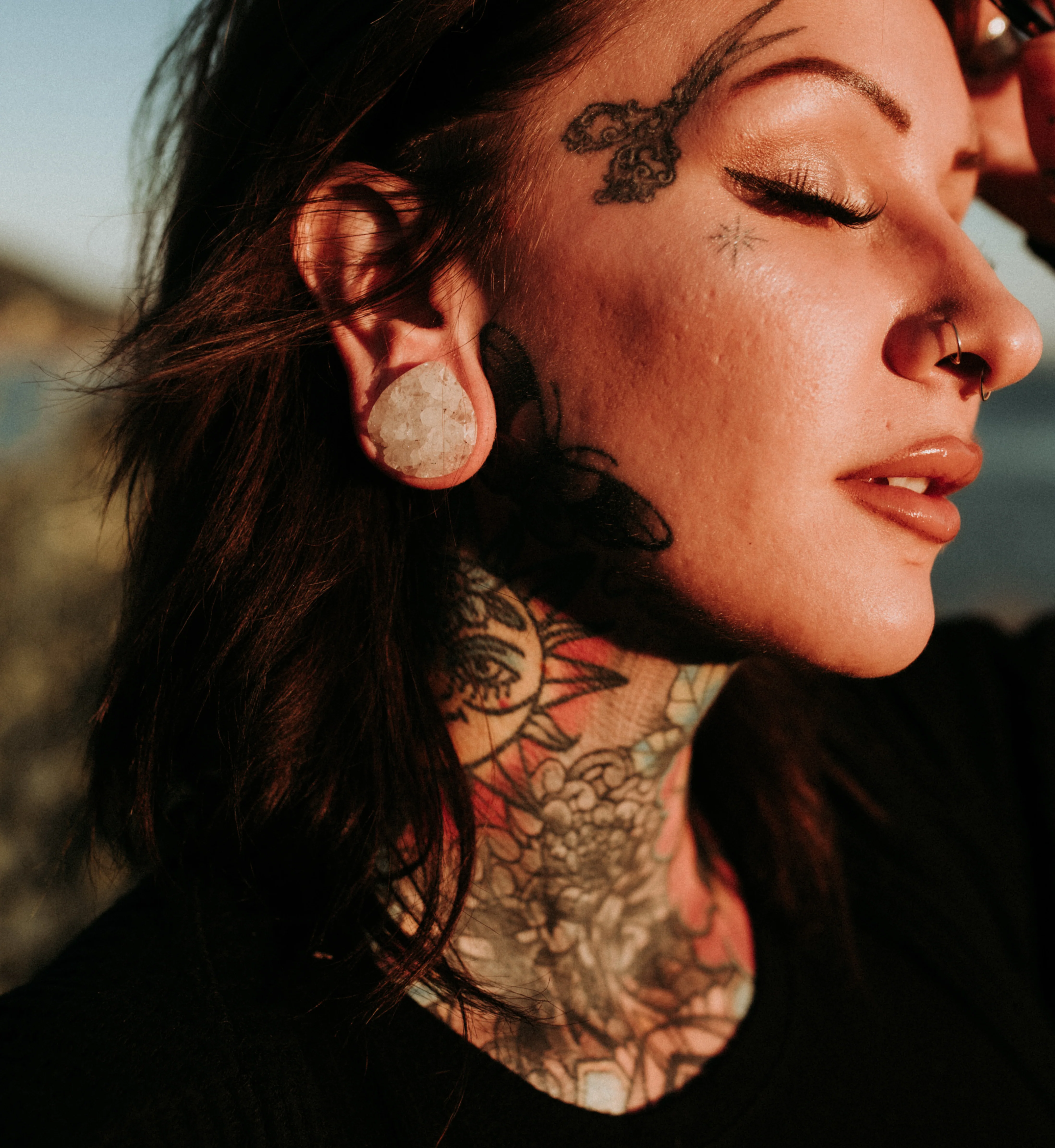 Raw White Quartz Druzy Stone Teardrop Plugs - Mrs Treak