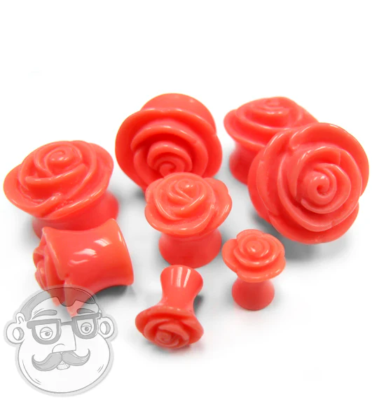 Coral Rosebud Flower Plugs - Mrs Treak