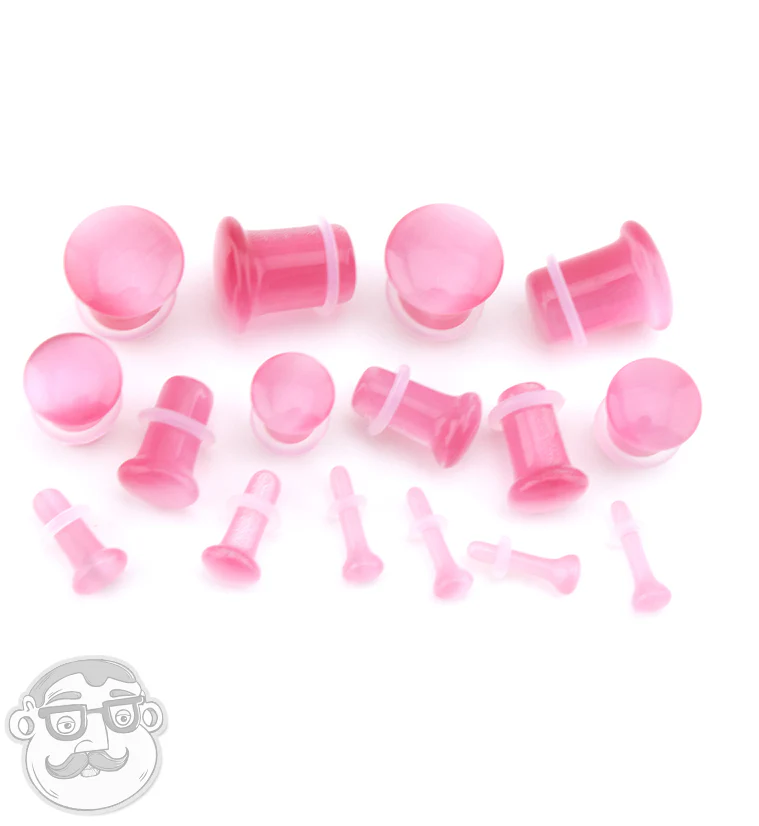 Pink Cat's Eye Glass Single Flare Plugs - Mrs Treak