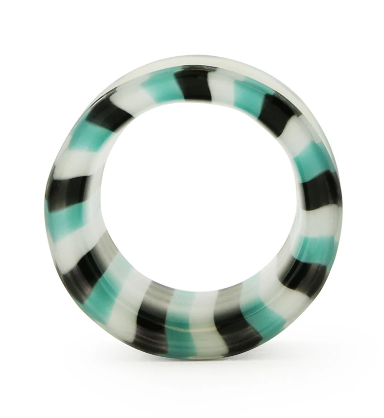 Ocean Stripe Glass Tunnel Plugs - Single Flare - Mrs Treak