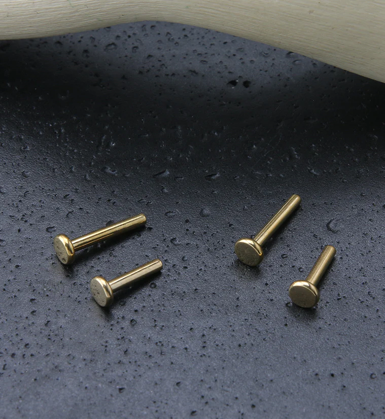Gold PVD Titanium Internally Threaded Flat Back Labret (Back Only) - Mrs Treak