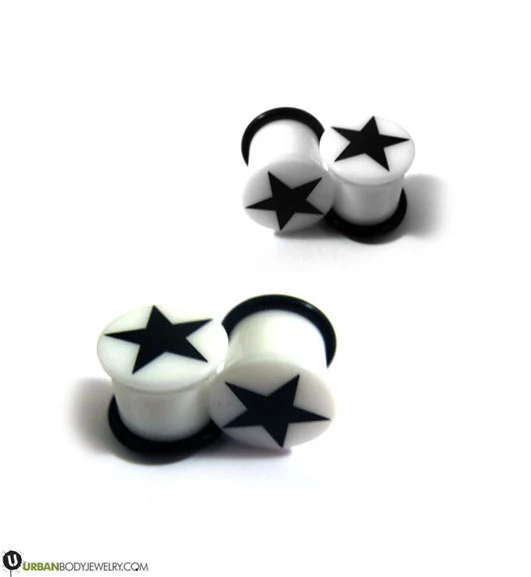 White & Black Star Plugs - Mrs Treak
