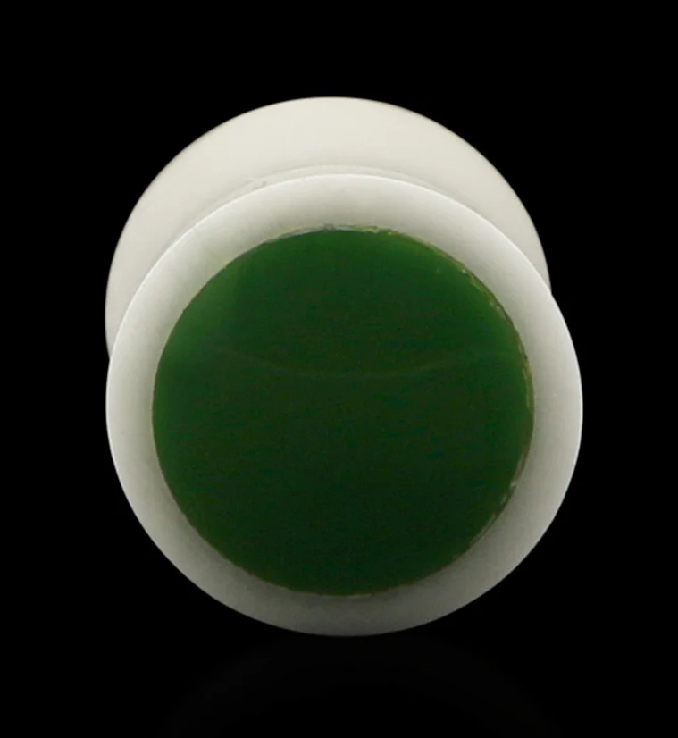 Bone Plugs with Green Resin Inlay - Mrs Treak