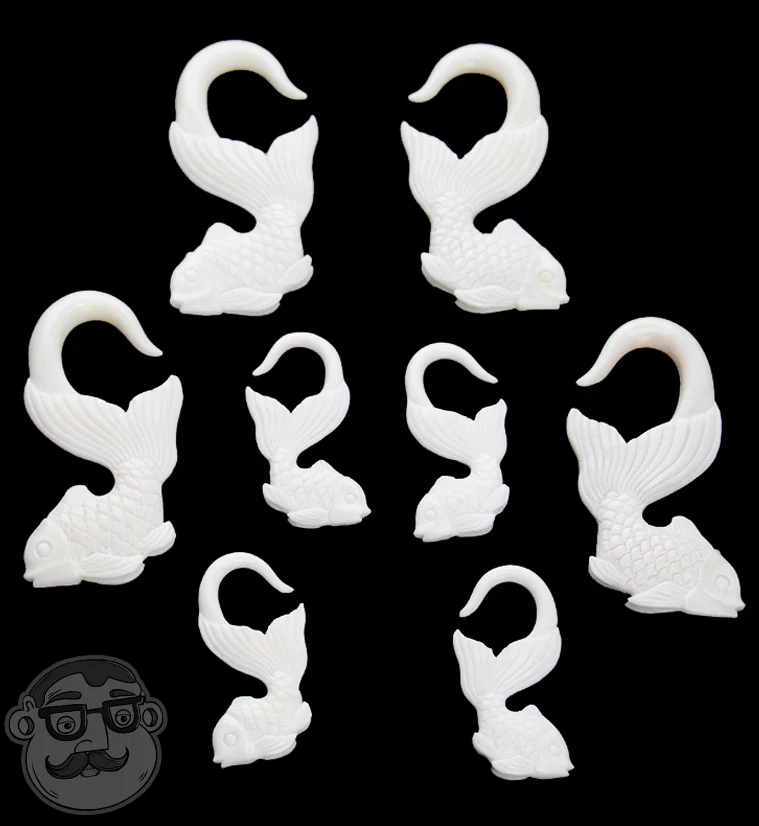 White Goldfish Bone Hangers - Mrs Treak