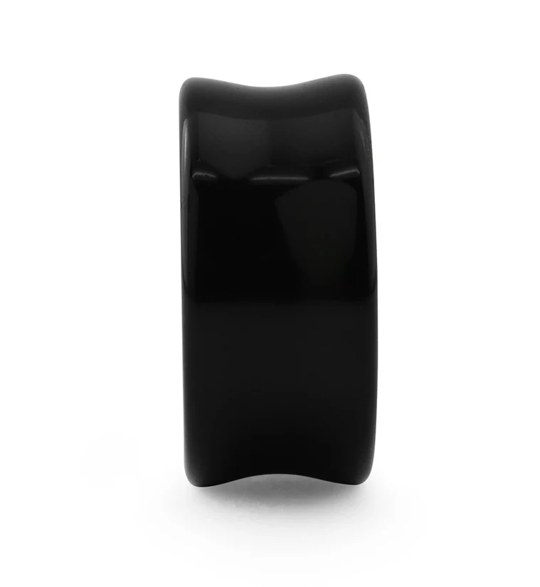 Midnight Black Glass Tunnel Plugs - Mrs Treak