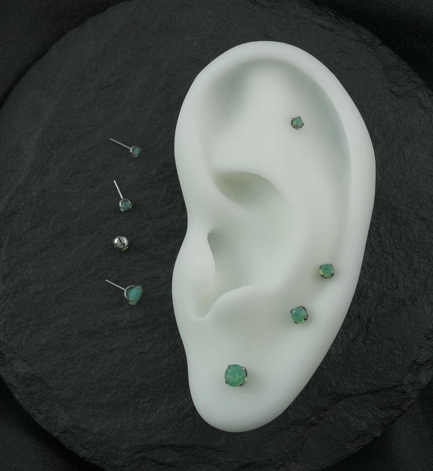 Faceted Green Opalite Titanium Threadless Top - Mrs Treak