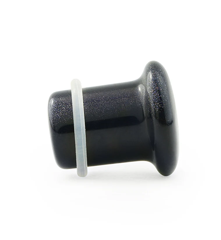 Blue Goldstone Glass Plugs - Single Flare - Mrs Treak