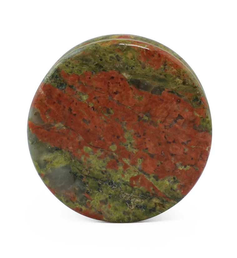 Double Flare Unakite Stone Plugs - Mrs Treak