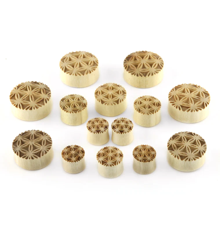 Flower of Life Engraved Wooden Tunnels - Mrs Treak