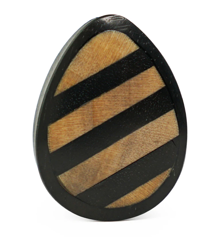 Areng Wooden Teardrop Plugs With Striped Inlay - Mrs Treak