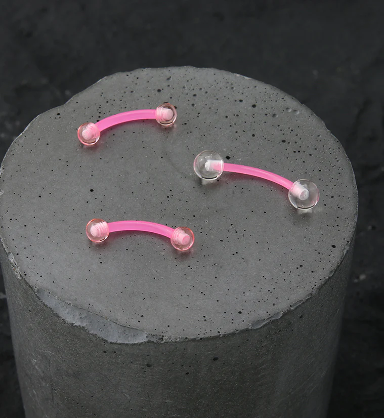 Pink Acrylic Curved Barbell - Mrs Treak
