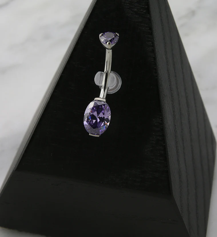 Amethyst Oval CZ Titanium Belly Button Ring - Mrs Treak