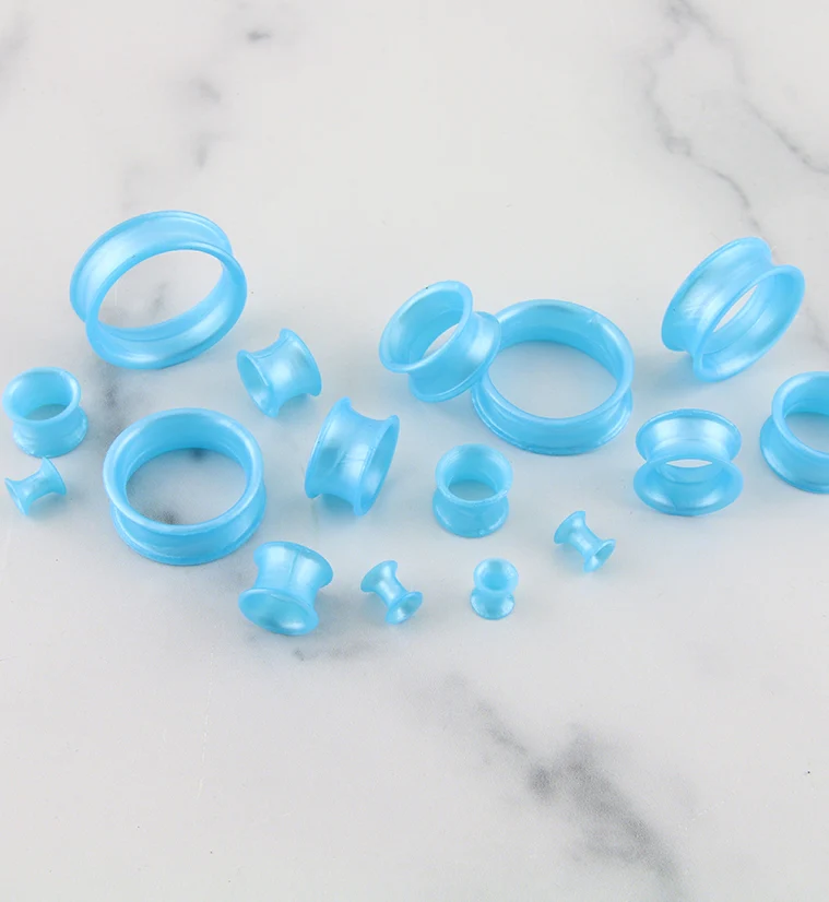 Sky Blue Metallic Ear Skins - Mrs Treak