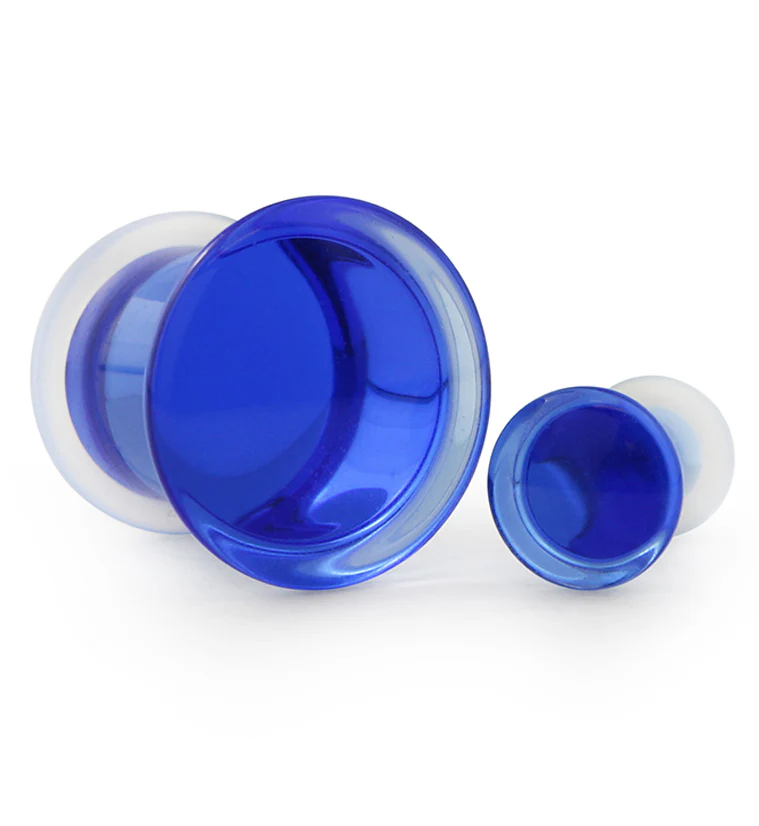 Royal Blue Glass Plugs - Single Flare - Mrs Treak