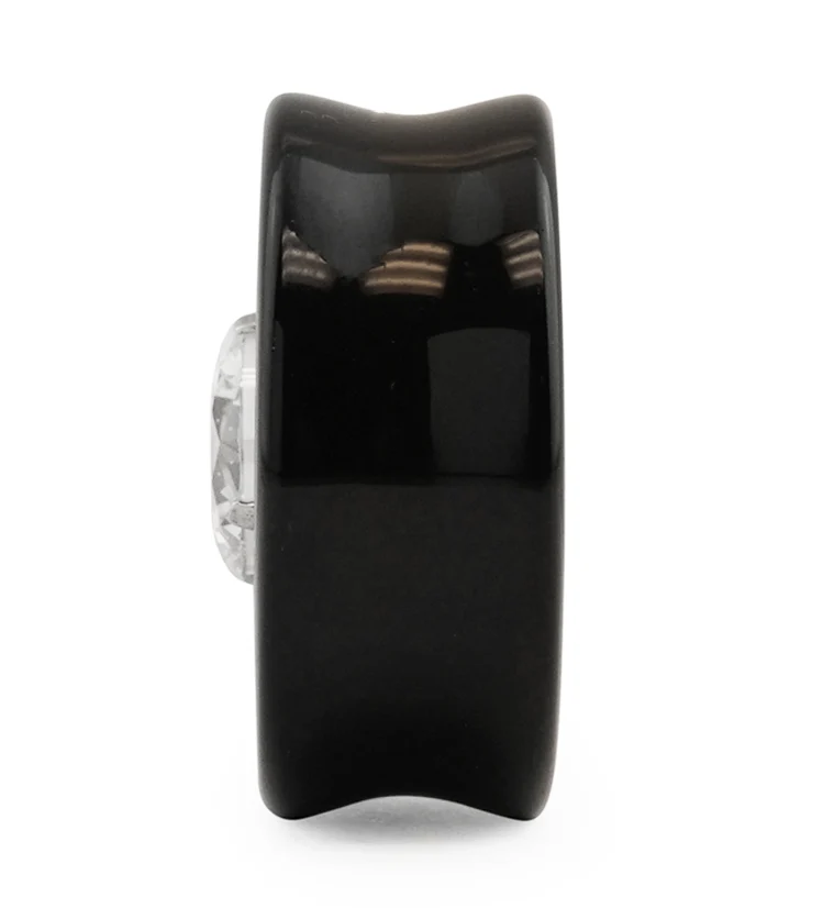 Obsidian Stone Plugs with CZ Inlay - Mrs Treak