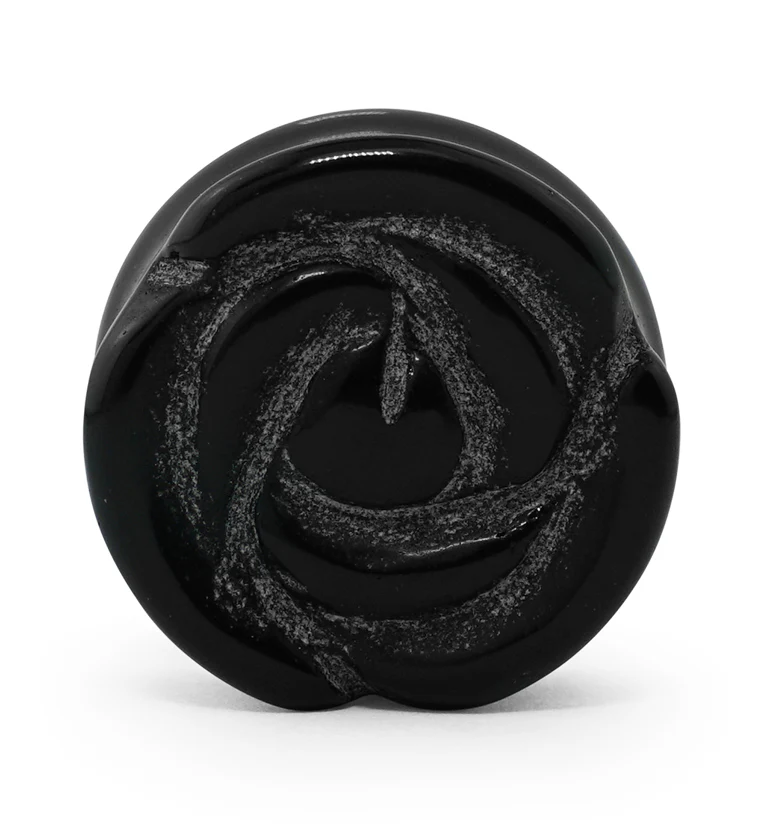 Black Agate Stone Rosebud Plugs - Mrs Treak