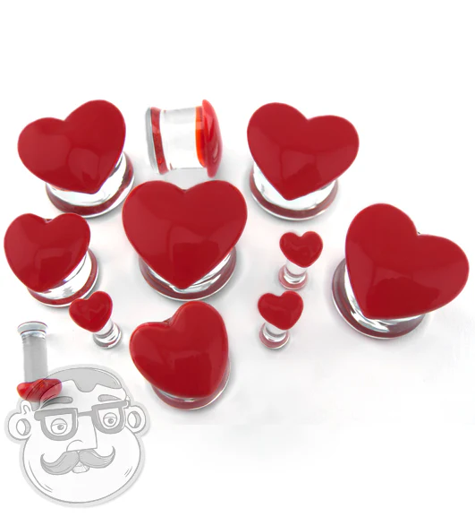 Red Heart Glass Plugs - Mrs Treak