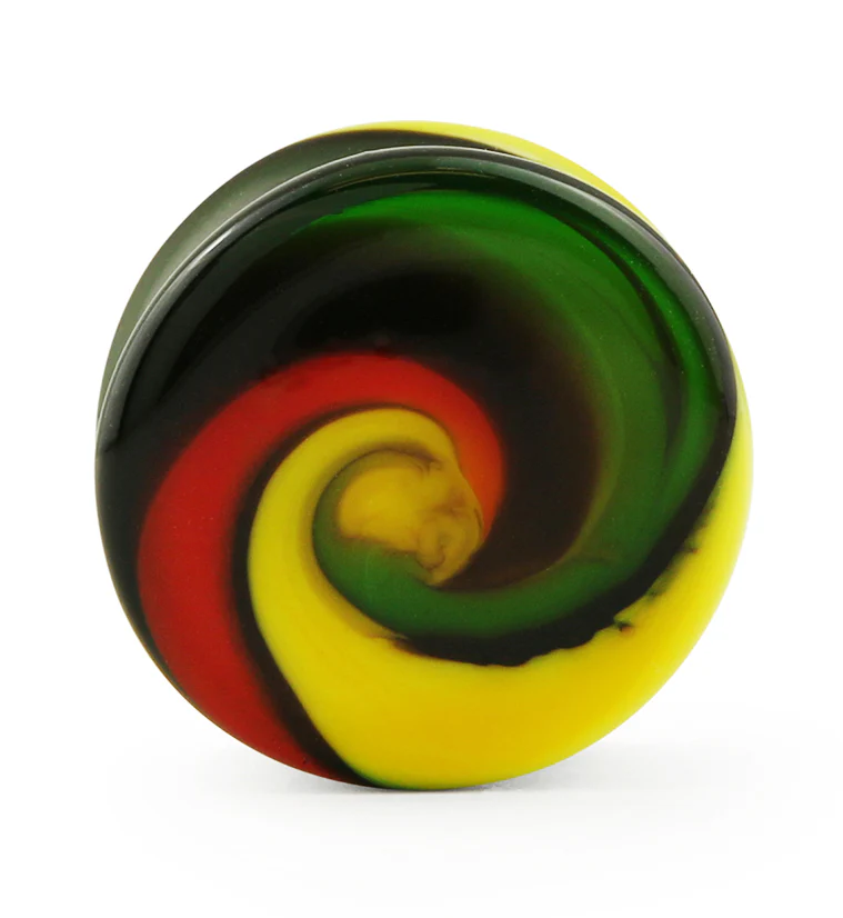 Rasta Swirl Glass Plugs - Mrs Treak