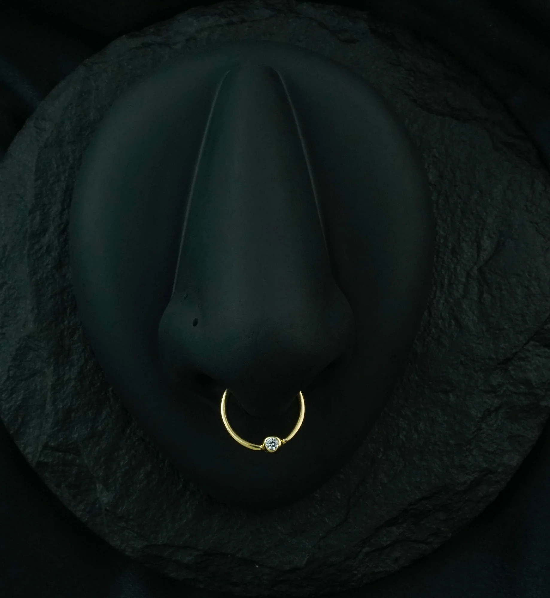 14kt Gold CZ Gem Captive Bead Ring - Mrs Treak