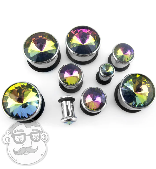 Rainbow Prism Single Flare Steel Plugs - Mrs Treak