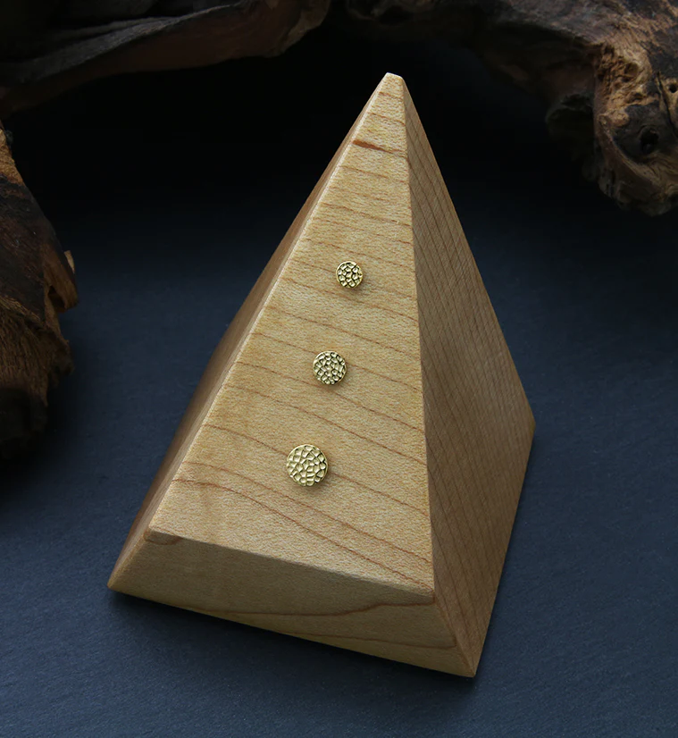 24kt Gold PVD Hammered Disk Threadless Titanium Top - Mrs Treak