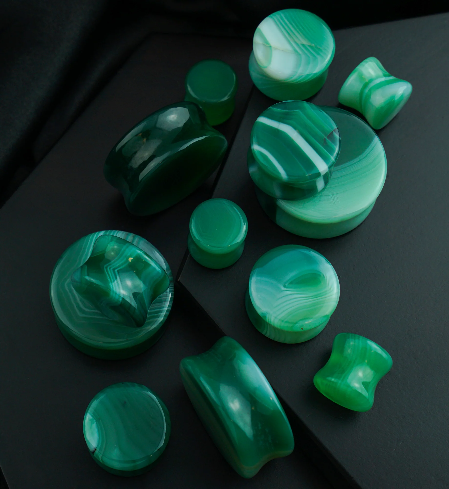 Green Agate Stone Plugs - Mrs Treak