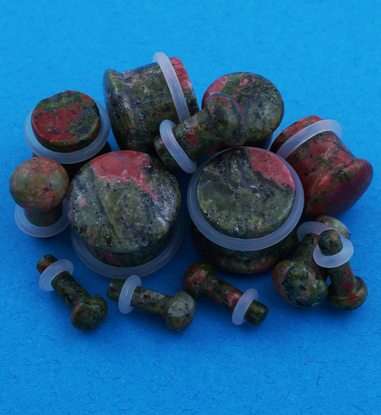 Unakite Stone Plugs - Single Flare - Mrs Treak