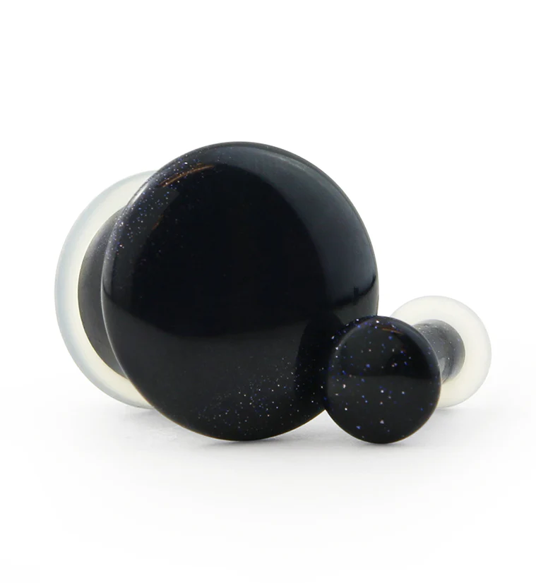 Blue Goldstone Glass Plugs - Single Flare - Mrs Treak