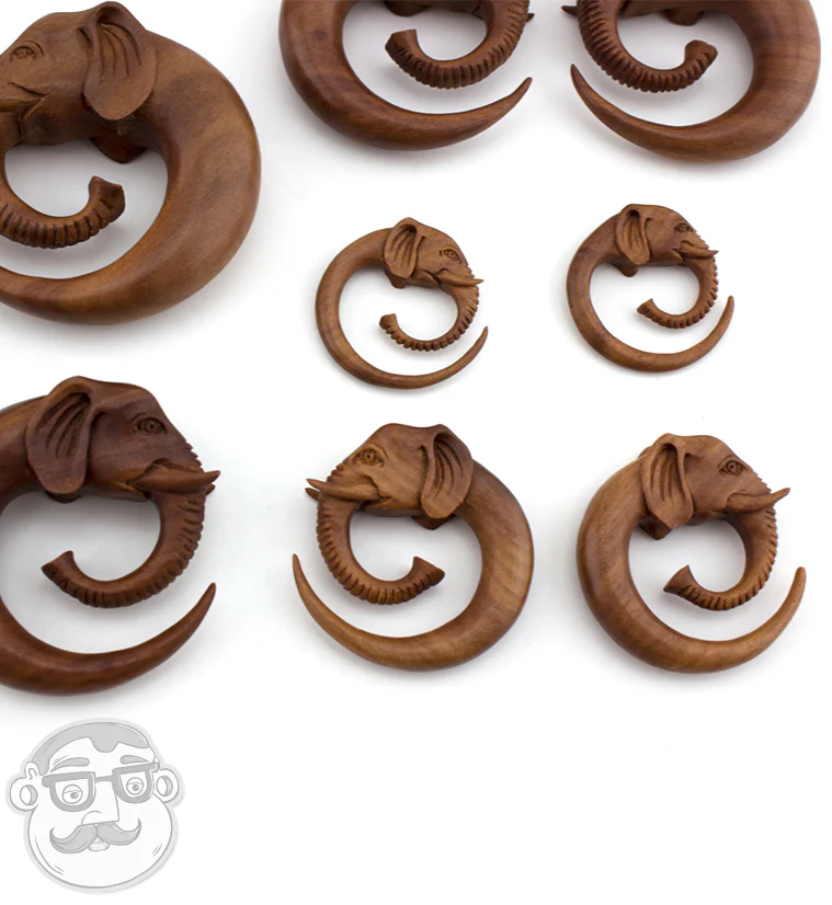 Elephant Saba Wooden Spiral Hangers - Mrs Treak