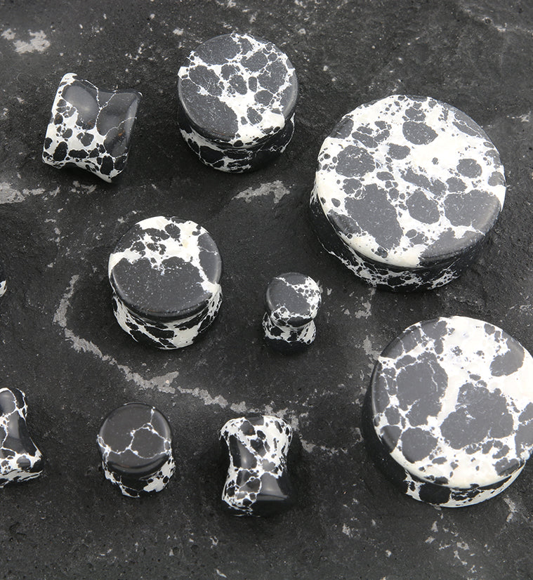 Black And White Howlite Stone Plugs - Mrs Treak