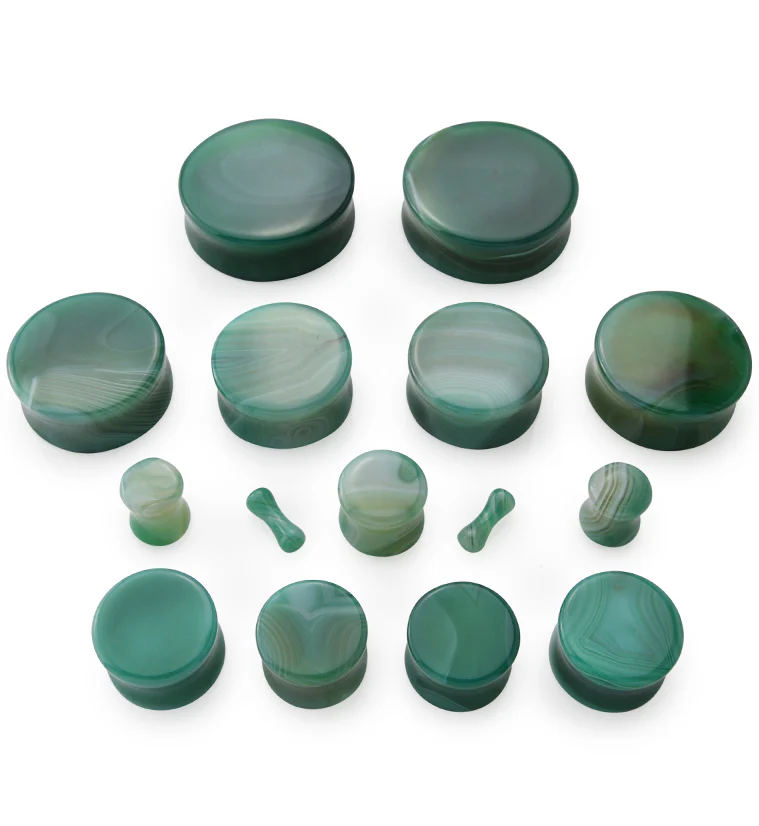 Green Agate Stone Plugs - Mrs Treak