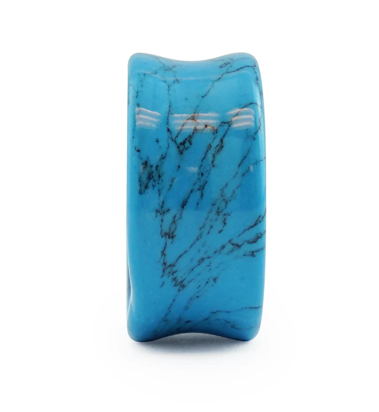 Turquoise Howlite Stone Double Flare Tunnels - Mrs Treak