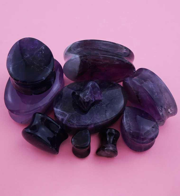 Amethyst Stone Teardrop Plugs - Mrs Treak