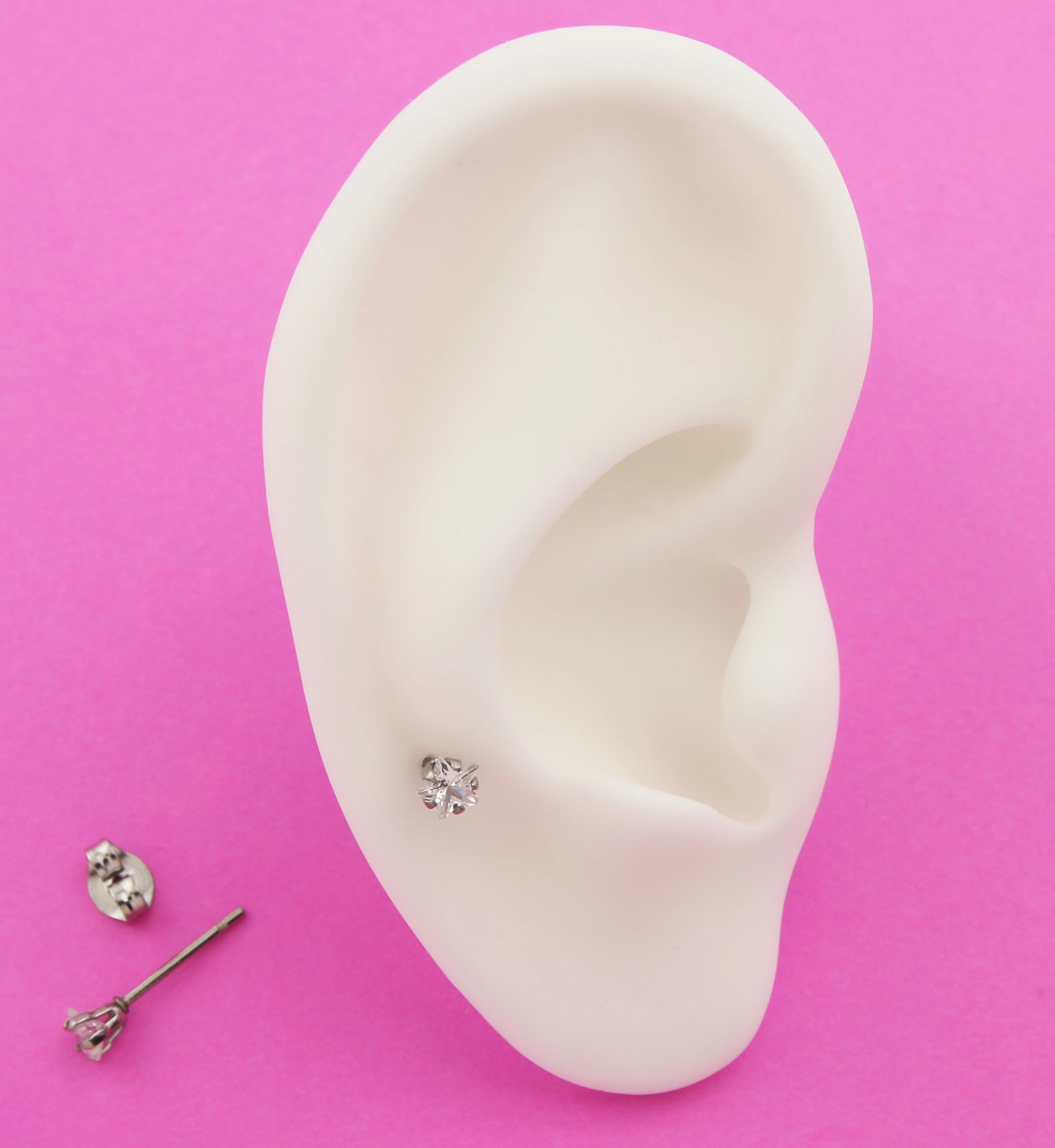 Prong Star Clear CZ Stainless Steel Stud Earrings - Mrs Treak