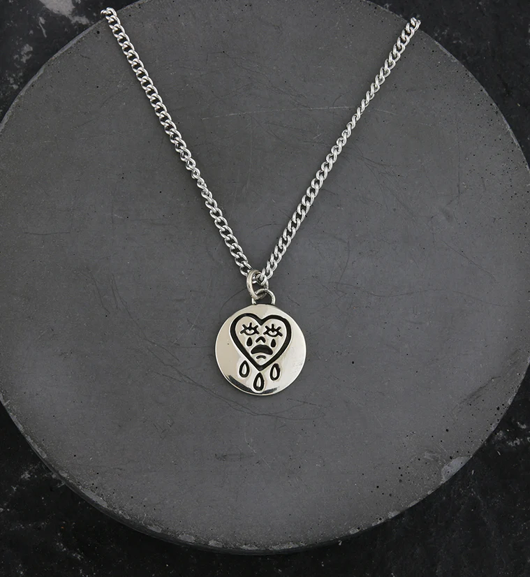 Cry Baby White Brass Charm Necklace - Mrs Treak